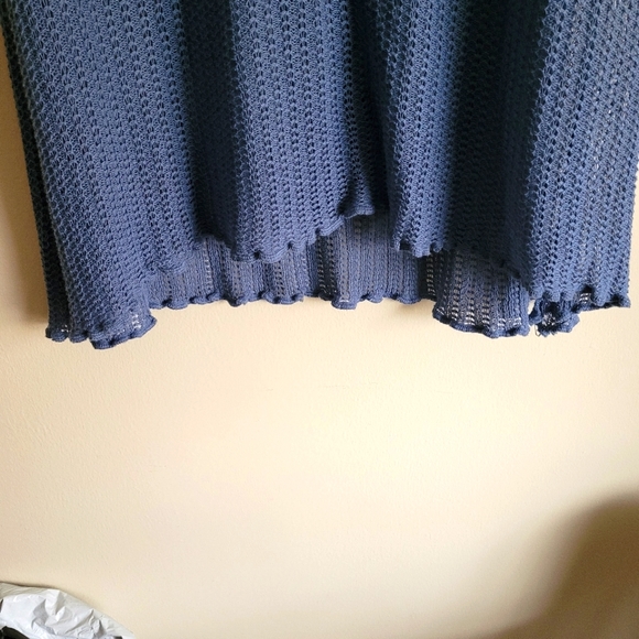 Parkhurst Dusty Blue Knit Dress with Lettuce Trim Hem Size M - Picture 6 of 7